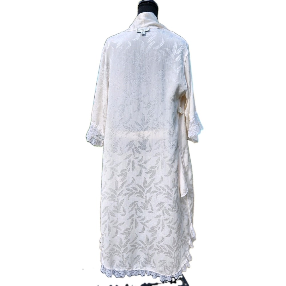 Vtg 1960s Christian Dior Cream Long ROBE Ivory Bridal Hollywood SAKS 5th Small - Picture 8 of 14